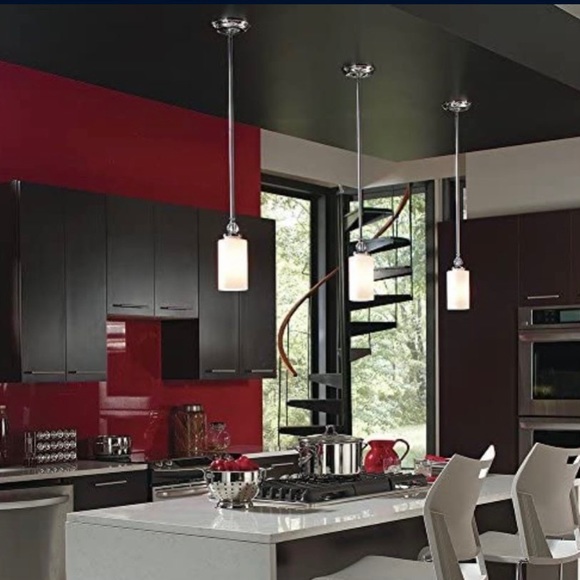 Englehorn Collection by Sea Gull Lighting Pendants Chrome and Etched Glass - Picture 1 of 8